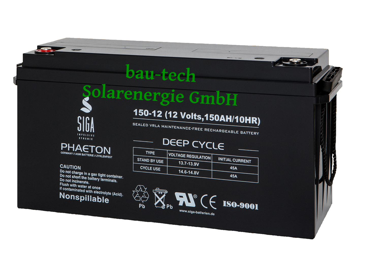150Ah 12V Phaeton AGM GEL -Deep Cycle- Akku Batterie für Solar Wohnmobil Boot