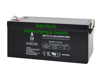 260Ah 12V Phaeton AGM GEL -Deep Cycle- Akku Batterie für Solar Wohnmobil Boot