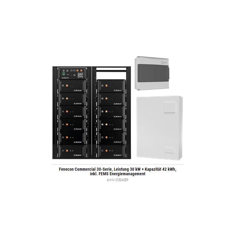 Fenecon Commercial 30-Serie, Leistung 30 kW + Kapazität 42 kWh, inkl. FEMS Energiemanagement