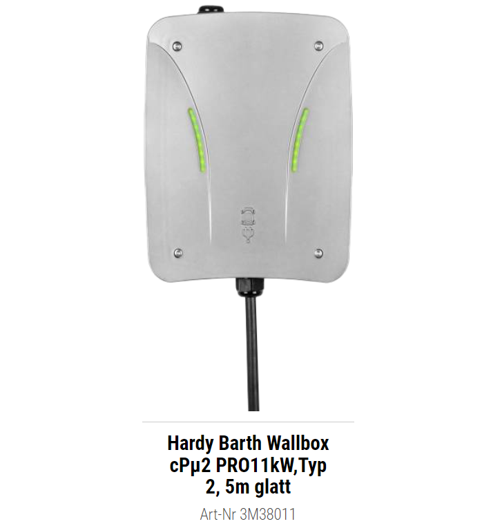 Hardy Barth Wallbox cPµ2 PRO11kW,Typ 2, 5m glatt