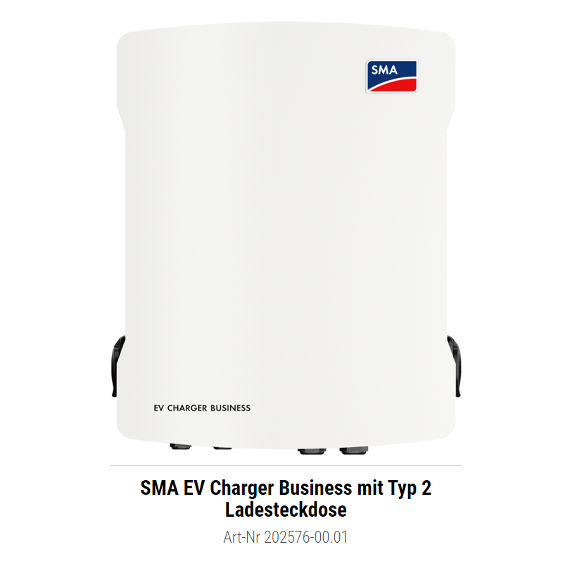 SMA EV Charger Business mit Typ 2 Ladesteckdose