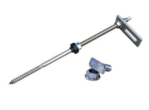 Stockschraube M10 x 300 inkl. Adapterblech + Hammerkopfschr.+ Sperrzahnmutter A2