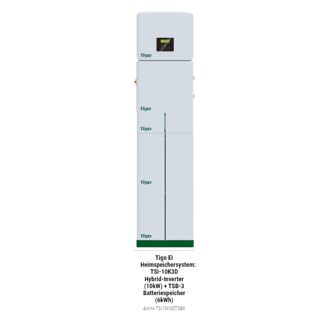 Tigo EI Heimspeichersystem: TSI-10K3D Hybrid-Inverter (10kW) + TSB-3 Batteriespeicher (6kWh)