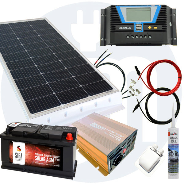 100 Watt Wohnmobil Solaranlage 12 Volt Set in weiß erweiterbar