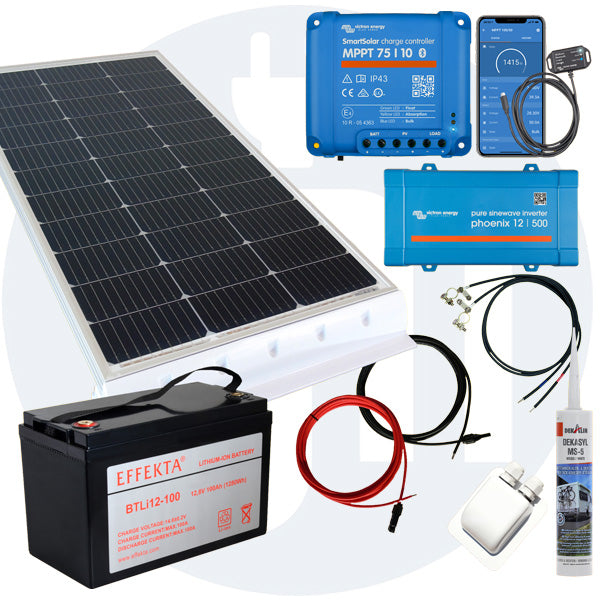 130 Watt Wohnmobil Solaranlage Set mit Victron 75/10 inkl. Bluetooth