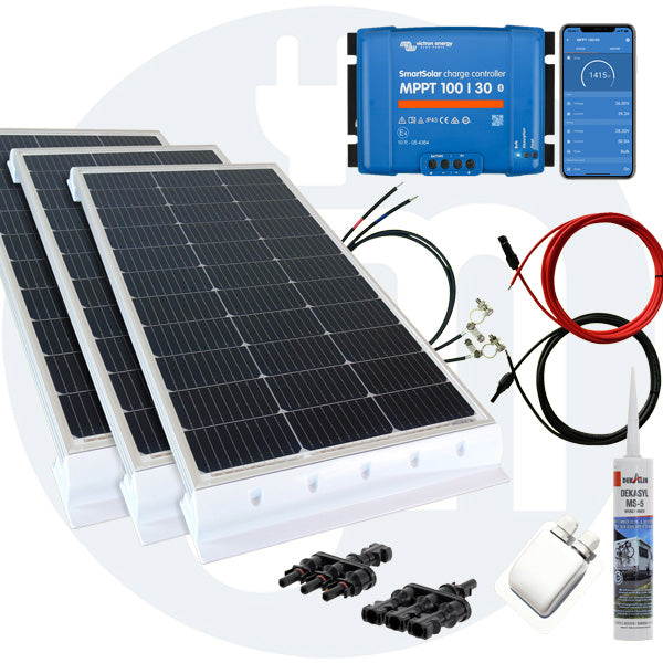 450 Watt Wohnmobilsolaranlage Set mit Victron 100/30 inkl. Bluetooth in weiß