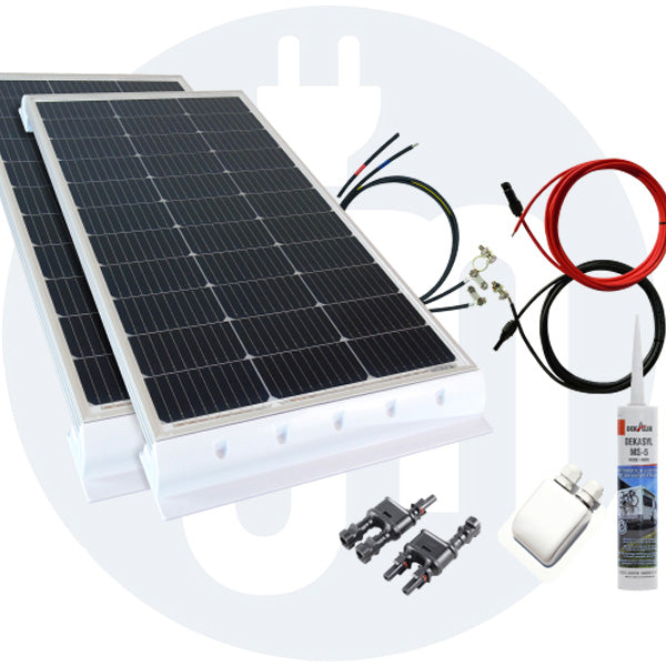 200 Watt Wohnmobil Solaranlage 12 Volt Set in weiß / schwarz