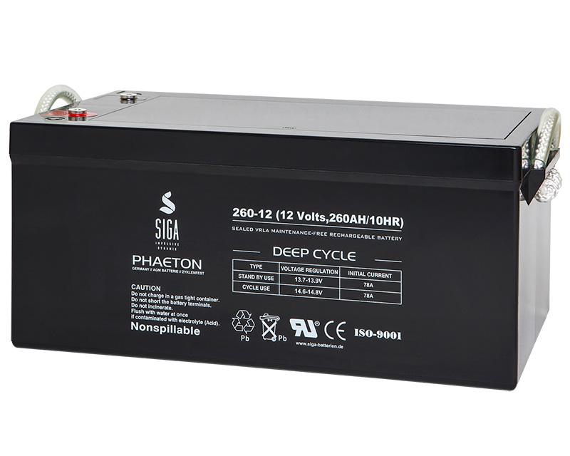 260Ah 12V Phaeton AGM GEL -Deep Cycle- Akku Batterie für Solar Wohnmobil Boot