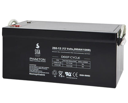 260Ah 12V Phaeton AGM GEL -Deep Cycle- Akku Batterie für Solar Wohnmobil Boot