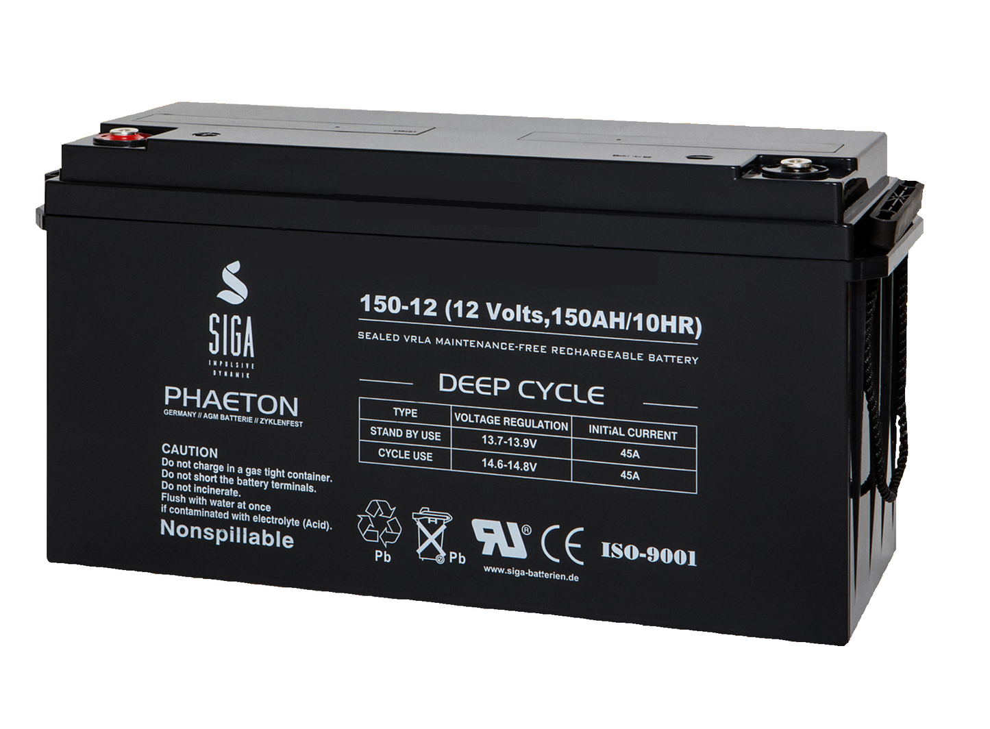 150Ah 12V Phaeton AGM GEL -Deep Cycle- Akku Batterie für Solar Wohnmobil Boot