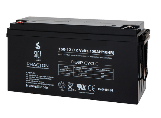 150Ah 12V Phaeton AGM GEL -Deep Cycle- Akku Batterie für Solar Wohnmobil Boot