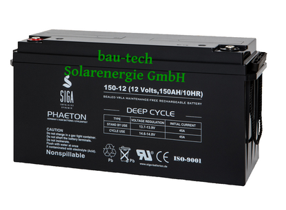 150Ah 12V Phaeton AGM GEL -Deep Cycle- Akku Batterie für Solar Wohnmobil Boot