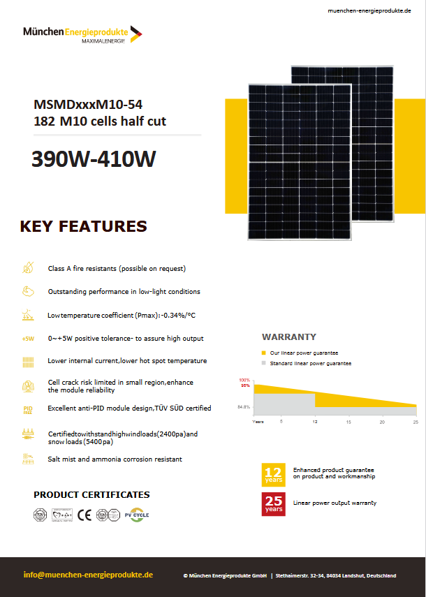 410Watt Solarmodul Monokristallin in schwarz
