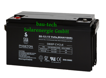 80Ah 12V Phaeton AGM GEL -Deep Cycle- Akku Batterie für Solar Wohnmobil Boot