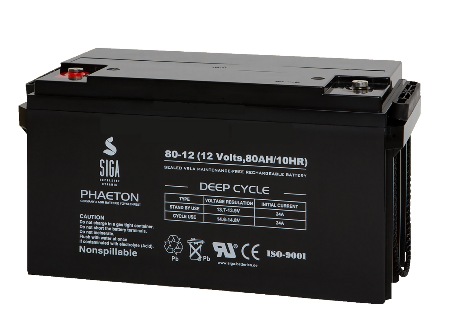 80Ah 12V Phaeton AGM GEL -Deep Cycle- Akku Batterie für Solar Wohnmobil Boot