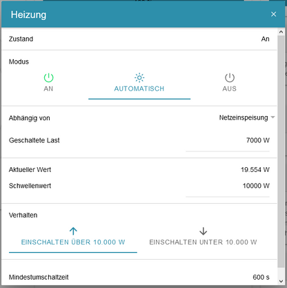 Fenecon FEMS App Schwellwertsteuerung