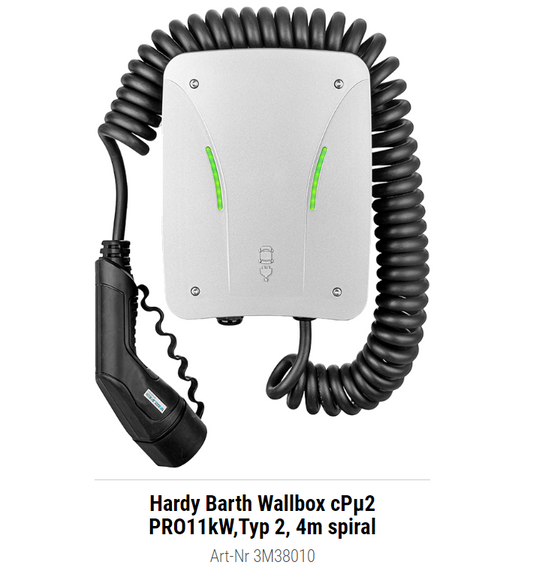 Hardy Barth Wallbox cPµ2 PRO11kW,Typ 2, 4m spiral