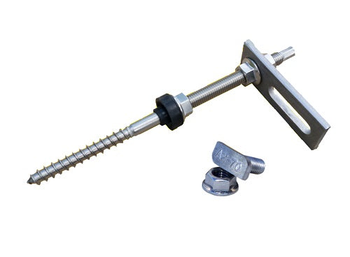 Stockschraube M10 x 200 + Adapterplatte + Hammerkopfschraube + Sperrzahnmutter Edelstahl A2