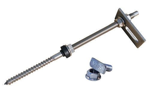 Stockschraube M12 x 300 + Adapterplatte + Hammerkopfschraube + Sperrzahnmutter Edelstahl A2