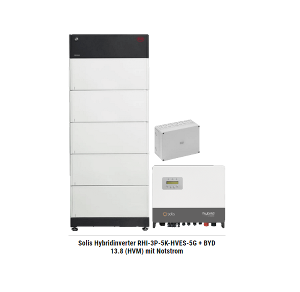 Solis Hybridinverter RHI-3P-5K-HVES-5G + BYD 13.8 (HVM) mit Notstrom
