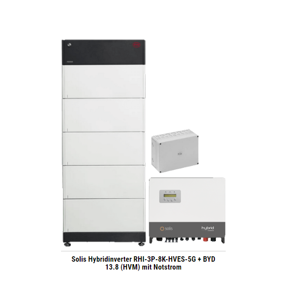 Solis Hybridinverter RHI-3P-8K-HVES-5G + BYD 13.8 (HVM) mit Notstrom