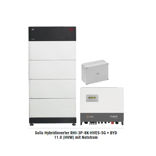 Solis Hybridinverter RHI-3P-8K-HVES-5G + BYD 11.0 (HVM) mit Notstrom