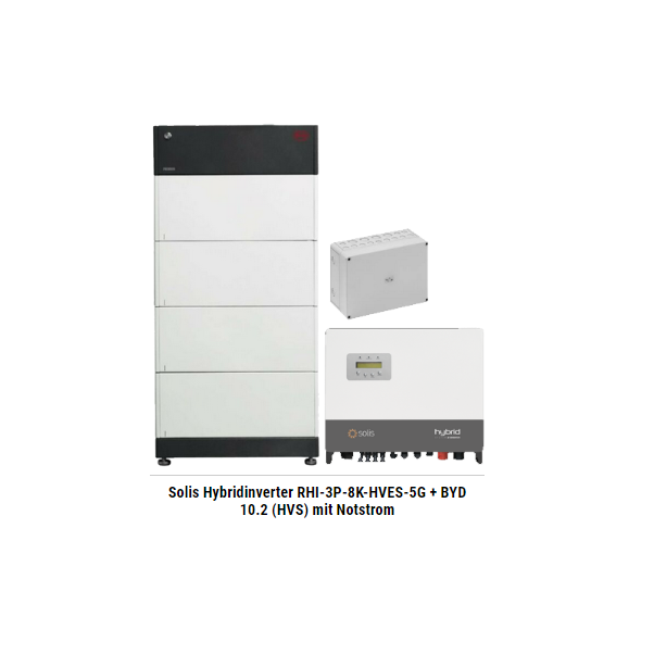 Solis Hybridinverter RHI-3P-8K-HVES-5G + BYD 10.2 (HVS) mit Notstrom