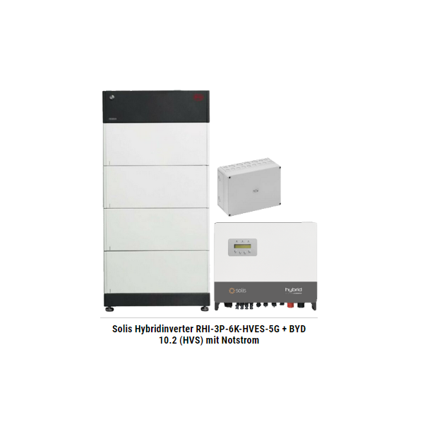 Solis Hybridinverter RHI-3P-6K-HVES-5G + BYD 10.2 (HVS) mit Notstrom