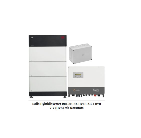 Solis Hybridinverter RHI-3P-8K-HVES-5G + BYD 7.7 (HVS) mit Notstrom