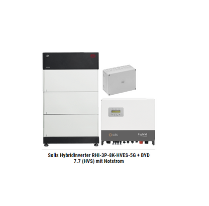 Solis Hybridinverter RHI-3P-8K-HVES-5G + BYD 7.7 (HVS) mit Notstrom