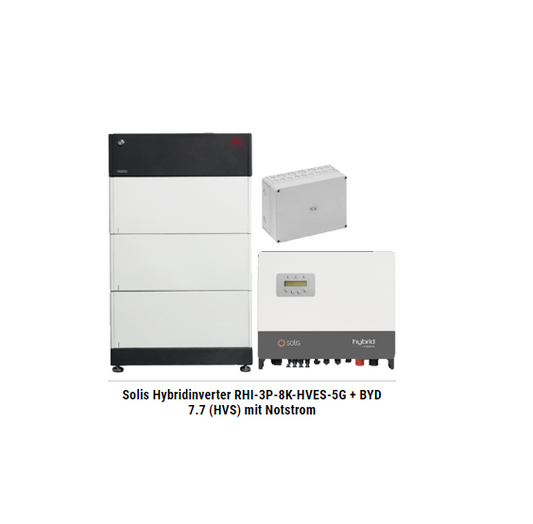 Solis Hybridinverter RHI-3P-8K-HVES-5G + BYD 7.7 (HVS) mit Notstrom