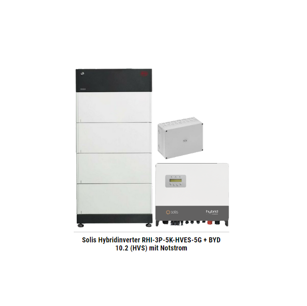 Solis Hybridinverter RHI-3P-5K-HVES-5G + BYD 10.2 (HVS) mit Notstrom
