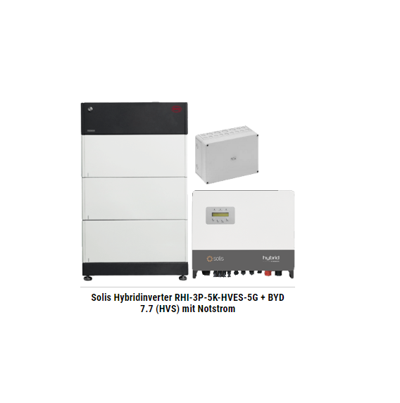 Solis Hybridinverter RHI-3P-5K-HVES-5G + BYD 7.7 (HVS) mit Notstrom