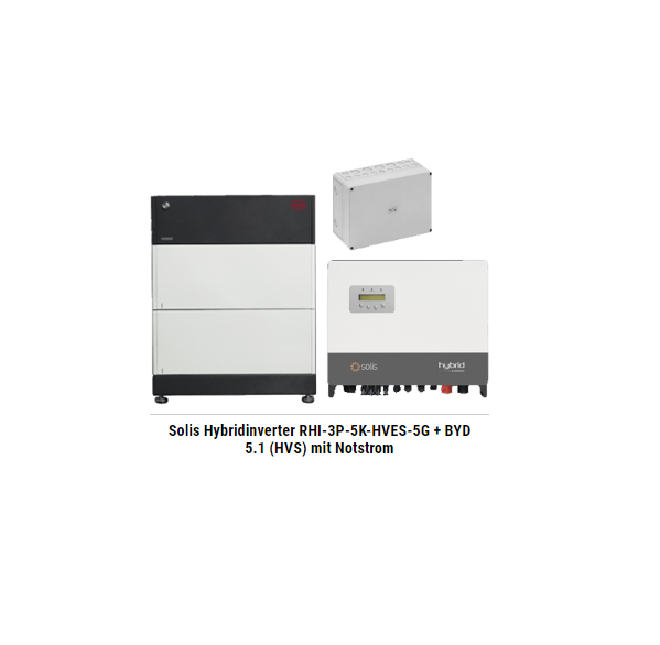 Solis Hybridinverter RHI-3P-5K-HVES-5G + BYD 5.1 (HVS) mit Notstrom