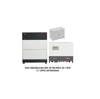Solis Hybridinverter RHI-3P-8K-HVES-5G + BYD 5.1 (HVS) mit Notstrom