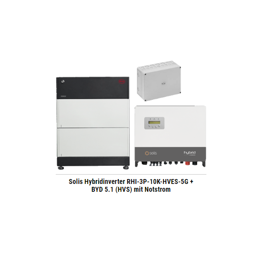 Solis Hybridinverter RHI-3P-10K-HVES-5G + BYD 5.1 (HVS) mit Notstrom