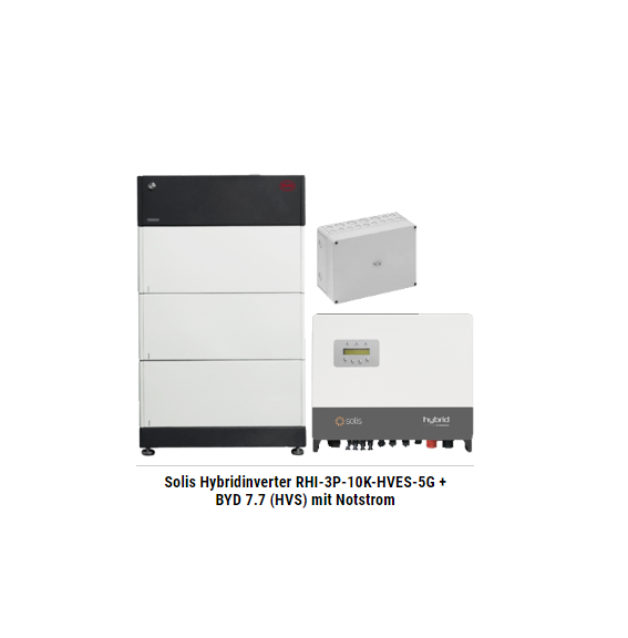 Solis Hybridinverter RHI-3P-10K-HVES-5G + BYD 7.7 (HVS) mit Notstrom