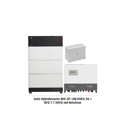 Solis Hybridinverter RHI-3P-10K-HVES-5G + BYD 7.7 (HVS) mit Notstrom