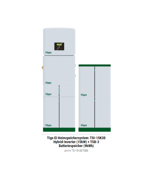 Tigo EI Heimspeichersystem: TSI-15K3D Hybrid-Inverter (15kW) + TSB-3 Batteriespeicher (9kWh)