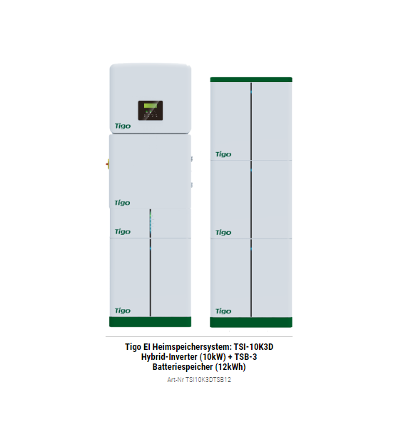 Tigo EI Heimspeichersystem: TSI-10K3D Hybrid-Inverter (10kW) + TSB-3 Batteriespeicher (12kWh)