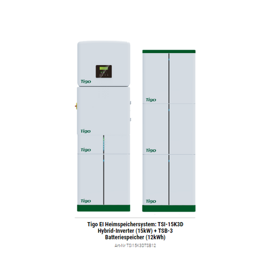 Tigo EI Heimspeichersystem: TSI-15K3D Hybrid-Inverter (15kW) + TSB-3 Batteriespeicher (12kWh)