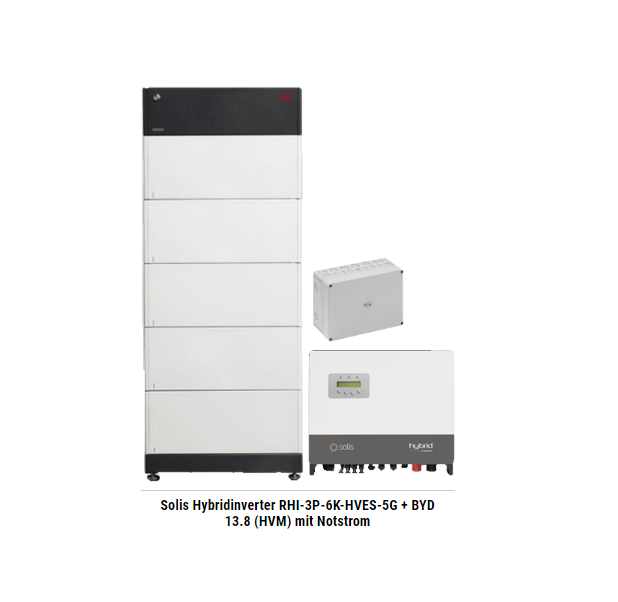 Solis Hybridinverter RHI-3P-6K-HVES-5G + BYD 13.8 (HVM) mit Notstrom