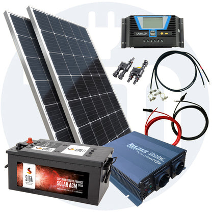 260 Watt 12V 230V Inselanlage Basis Solar Set