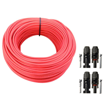 10m Solarkabel rot 6mm² + 2 Paar MC 4 Stecker für PV Solar Photovoltaik