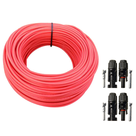 10m Solarkabel rot 6mm² + 2 Paar MC 4 Stecker für PV Solar Photovoltaik