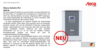 STECA SOLARIX PLI 2400-24 Hybrid Insel Wechselrichter