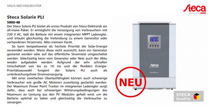 STECA SOLARIX PLI 5000-48 48V Hybrid Wechselrichter