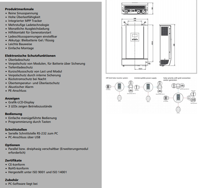 STECA SOLARIX PLI 2400-24 Hybrid Insel Wechselrichter