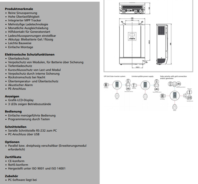 STECA SOLARIX PLI 5000-48 48V Hybrid Wechselrichter