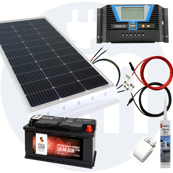 100 Watt Wohnmobil Solaranlage 12 Volt Set in weiß erweiterbar
